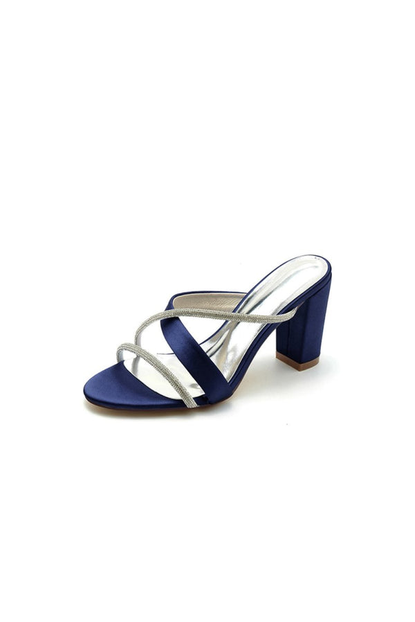 Royal Blue Satin High - Heeled Sandals - KissProm