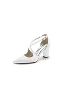 Black Satin Pump with Cross - Strap Design - KissProm