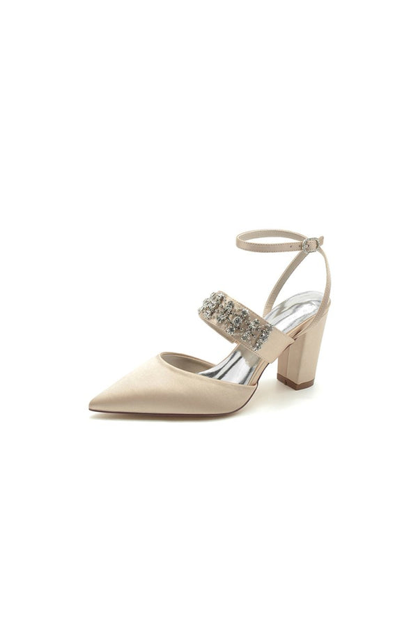 Black Satin Pump with Sparkling Silver Accent - KissProm