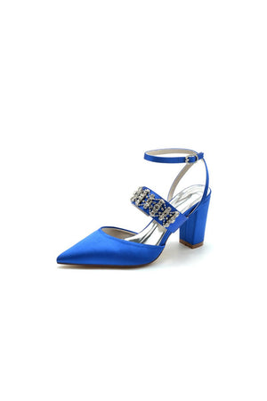 Black Satin Pump with Sparkling Silver Accent - KissProm