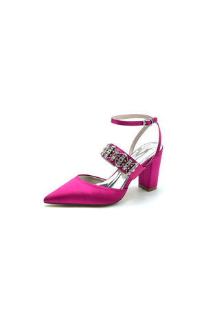 Black Satin Pump with Sparkling Silver Accent - KissProm