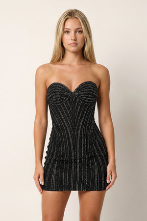Black Sparkly Sweetheart Sheath Homecoming Dress With Beading (3) | KISSPROM
