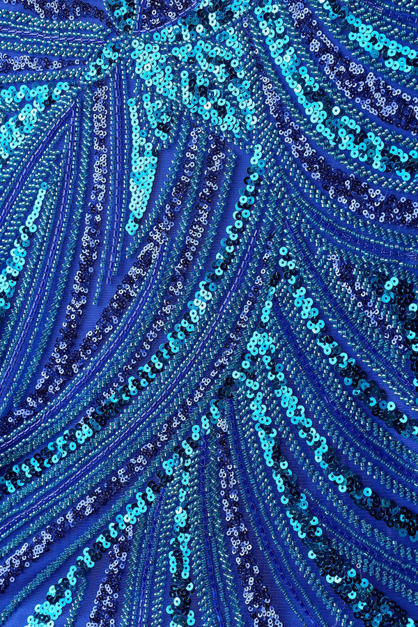 Royal Blue Strapless V Neck Sequins Bodycon Short Homecoming Dresses - KISSPROM