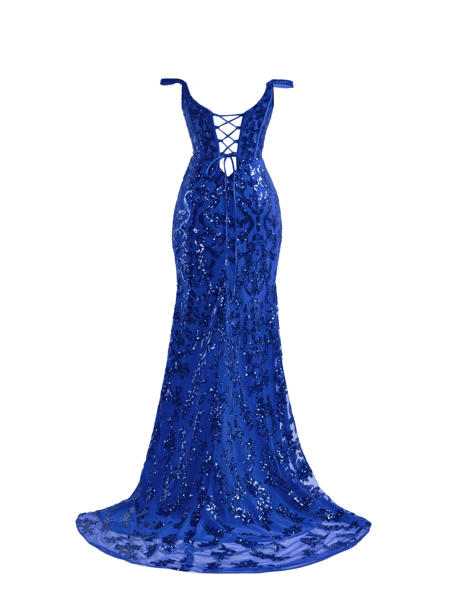 Erryn |Sparkly Blue Sheath Sequins Long Prom Dress with Slit