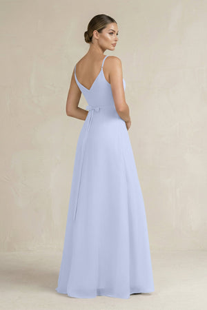 Ruched A - Line Chiffon Bridesmaid Dress with Slit in Ice - KissProm Bridesmaid Dresses