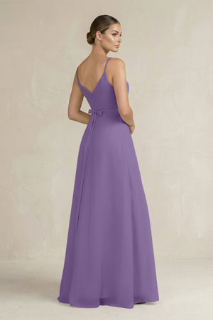 Ruched A - Line Chiffon Bridesmaid Dress with Slit in Tahiti - KissProm Bridesmaid Dresses