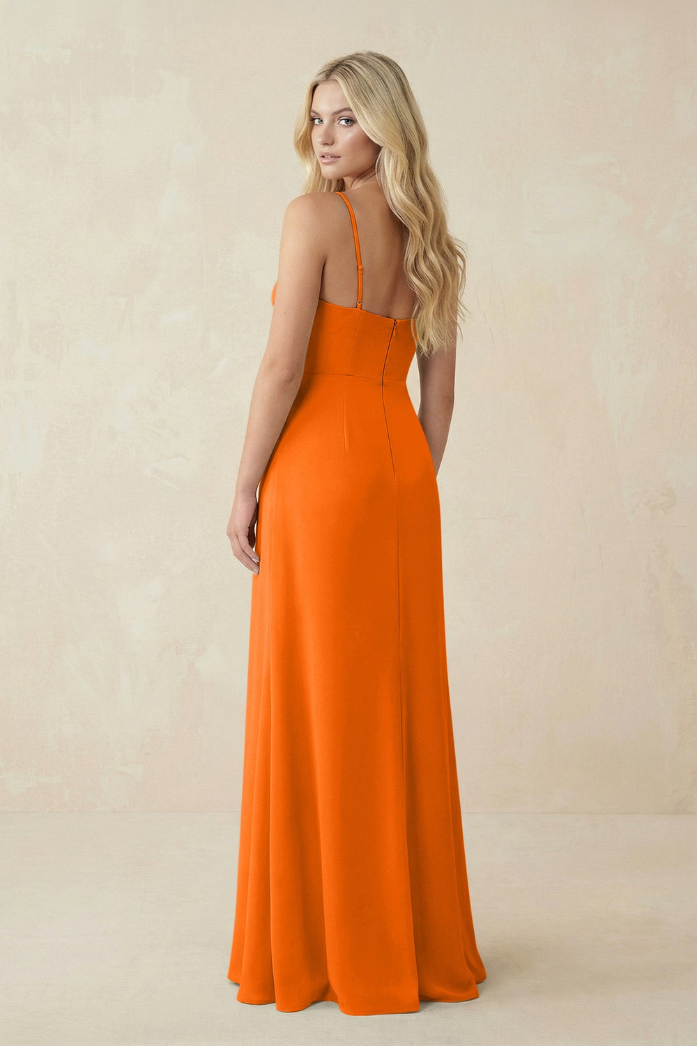 Ruched Sheath Spaghetti Strap Chiffon Bridesmaid Dress in Cinnamon - KissProm BRIDESMAID DRESSES