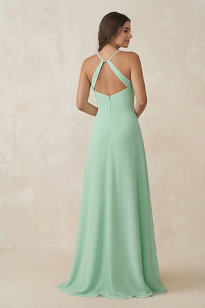 Ruched Sheath Chiffon Bridesmaid Dress in Pale Pistachio - KissProm BRIDESMAID DRESSES
