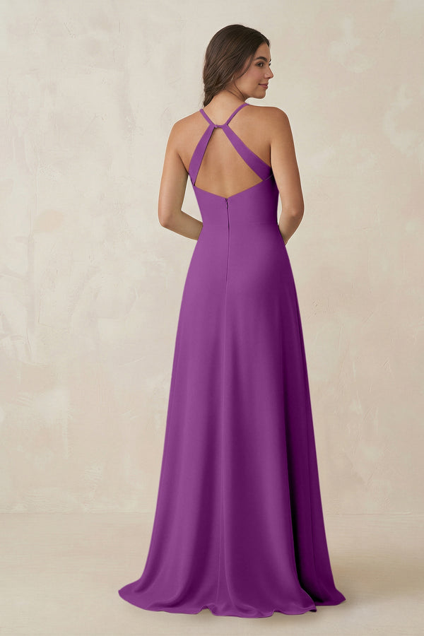 Ruched Sheath Chiffon Bridesmaid Dress in Amethyst - KissProm BRIDESMAID DRESSES
