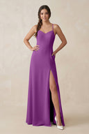 Ruched Sheath Chiffon Bridesmaid Dress in Amethyst - KissProm BRIDESMAID DRESSES