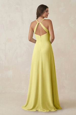 Ruched Sheath Chiffon Bridesmaid Dress in Buttercup - KissProm BRIDESMAID DRESSES