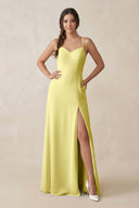 Ruched Sheath Chiffon Bridesmaid Dress in Buttercup - KissProm BRIDESMAID DRESSES