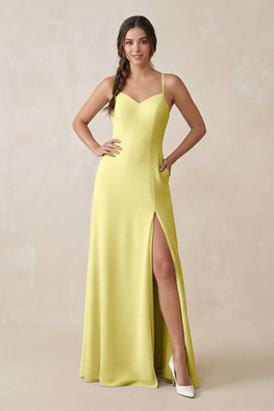 Ruched Sheath Chiffon Bridesmaid Dress in Buttercup - KissProm BRIDESMAID DRESSES