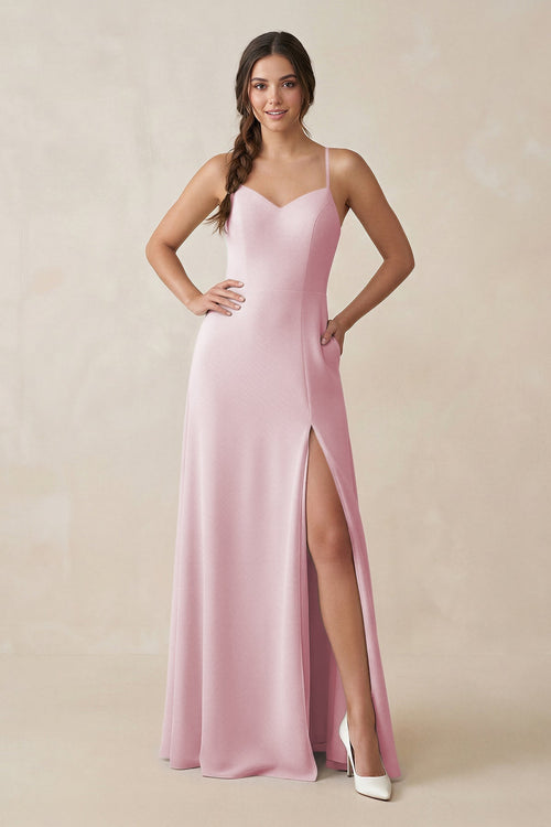 Ruched Sheath Chiffon Bridesmaid Dress in Candy Pink - KissProm BRIDESMAID DRESSES