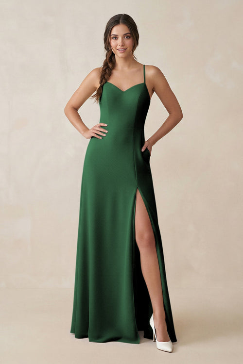 Ruched Sheath Chiffon Bridesmaid Dress in Dark Green