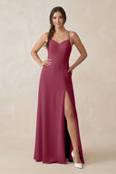 Ruched Sheath Chiffon Bridesmaid Dress in Desert Rose - KissProm BRIDESMAID DRESSES