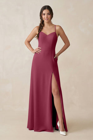 Ruched Sheath Chiffon Bridesmaid Dress in Desert Rose - KissProm BRIDESMAID DRESSES