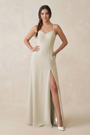 Ruched Sheath Chiffon Bridesmaid Dress in Dove Gray - KissProm BRIDESMAID DRESSES