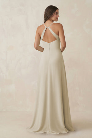 Ruched Sheath Chiffon Bridesmaid Dress in Dove Gray - KissProm BRIDESMAID DRESSES