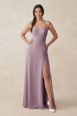 Ruched Sheath Chiffon Bridesmaid Dress in Dusk - KissProm BRIDESMAID DRESSES