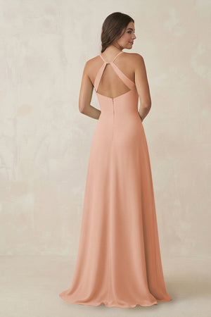 Ruched Sheath Chiffon Bridesmaid Dress in English Rose - KissProm BRIDESMAID DRESSES