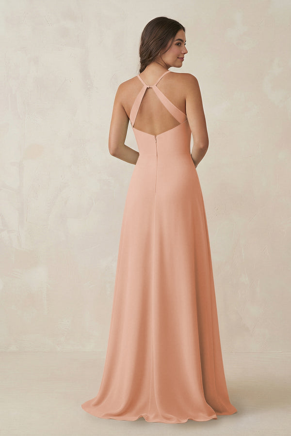 Ruched Sheath Chiffon Bridesmaid Dress in English Rose - KissProm BRIDESMAID DRESSES
