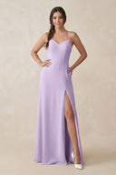 Ruched Sheath Chiffon Bridesmaid Dress in Lavender - KissProm BRIDESMAID DRESSES