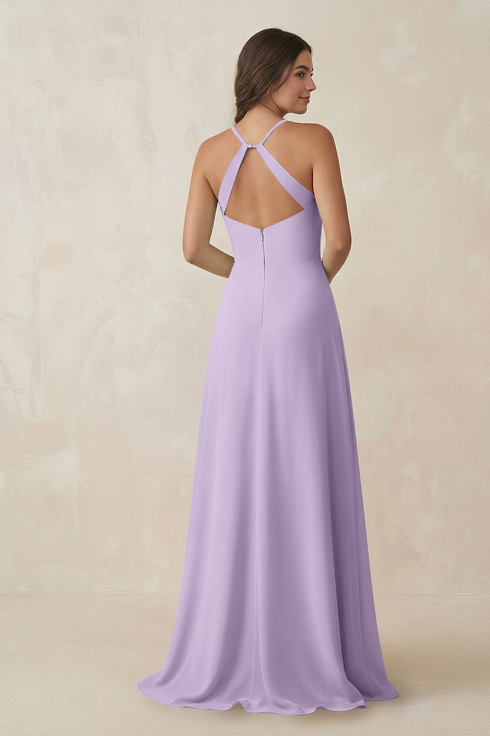 Ruched Sheath Chiffon Bridesmaid Dress in Lavender - KissProm BRIDESMAID DRESSES