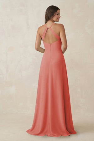 Ruched Sheath Chiffon Bridesmaid Dress in Mulberry - KissProm BRIDESMAID DRESSES