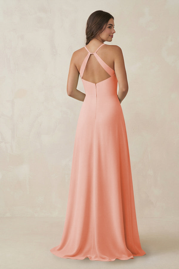 Ruched Sheath Chiffon Bridesmaid Dress in Rose Petal - KissProm BRIDESMAID DRESSES