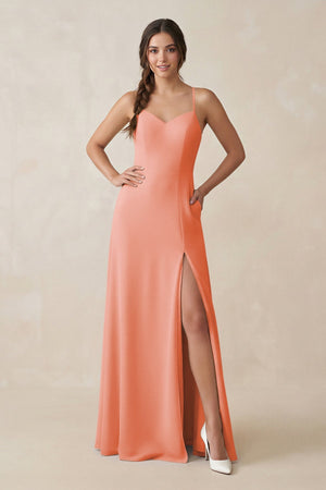 Ruched Sheath Chiffon Bridesmaid Dress in Rosette - KissProm BRIDESMAID DRESSES