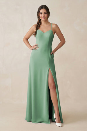 Ruched Sheath Chiffon Bridesmaid Dress in Sea Glass - KissProm BRIDESMAID DRESSES