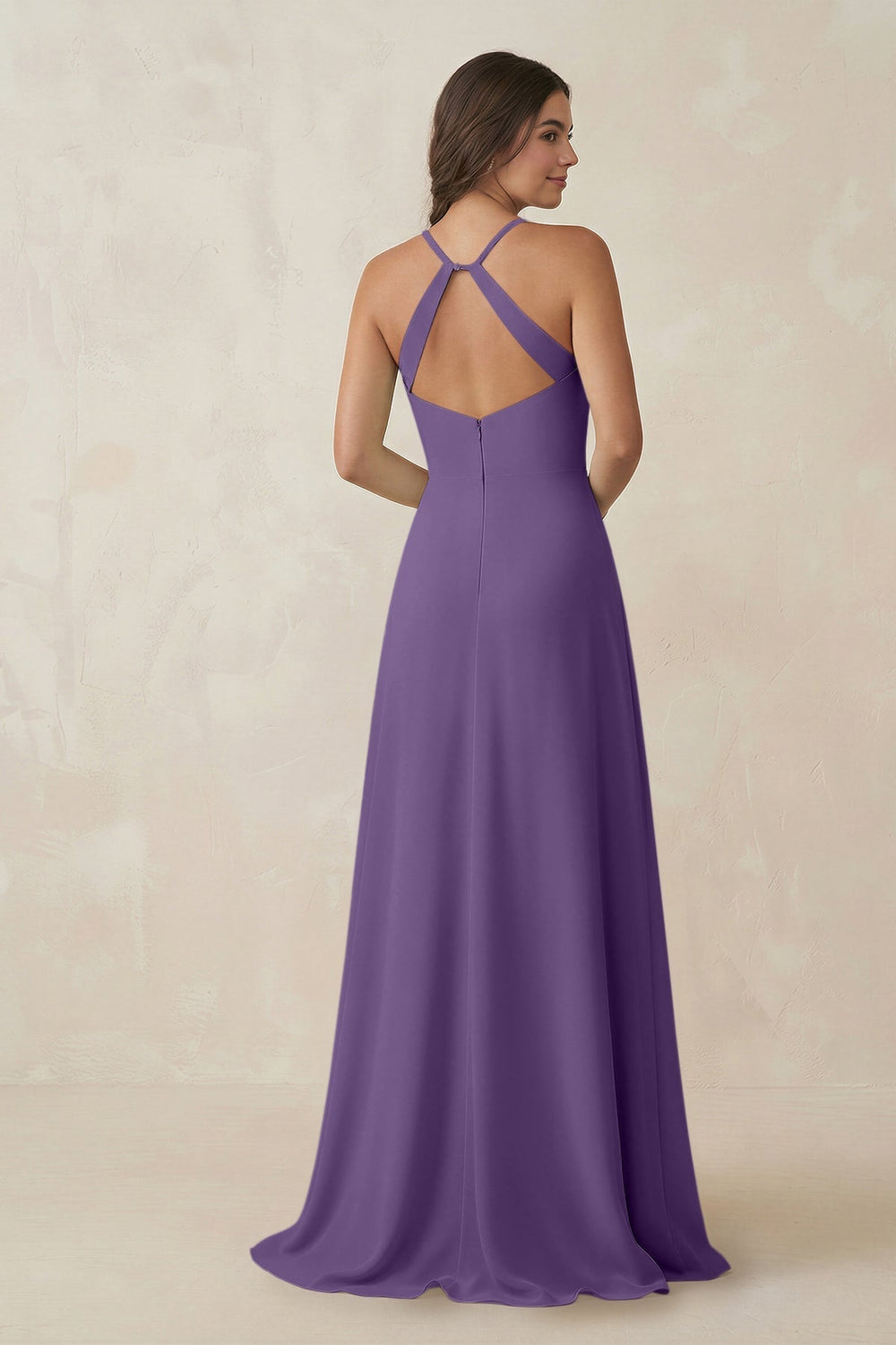 Ruched Sheath Chiffon Bridesmaid Dress in Tahiti - KissProm BRIDESMAID DRESSES