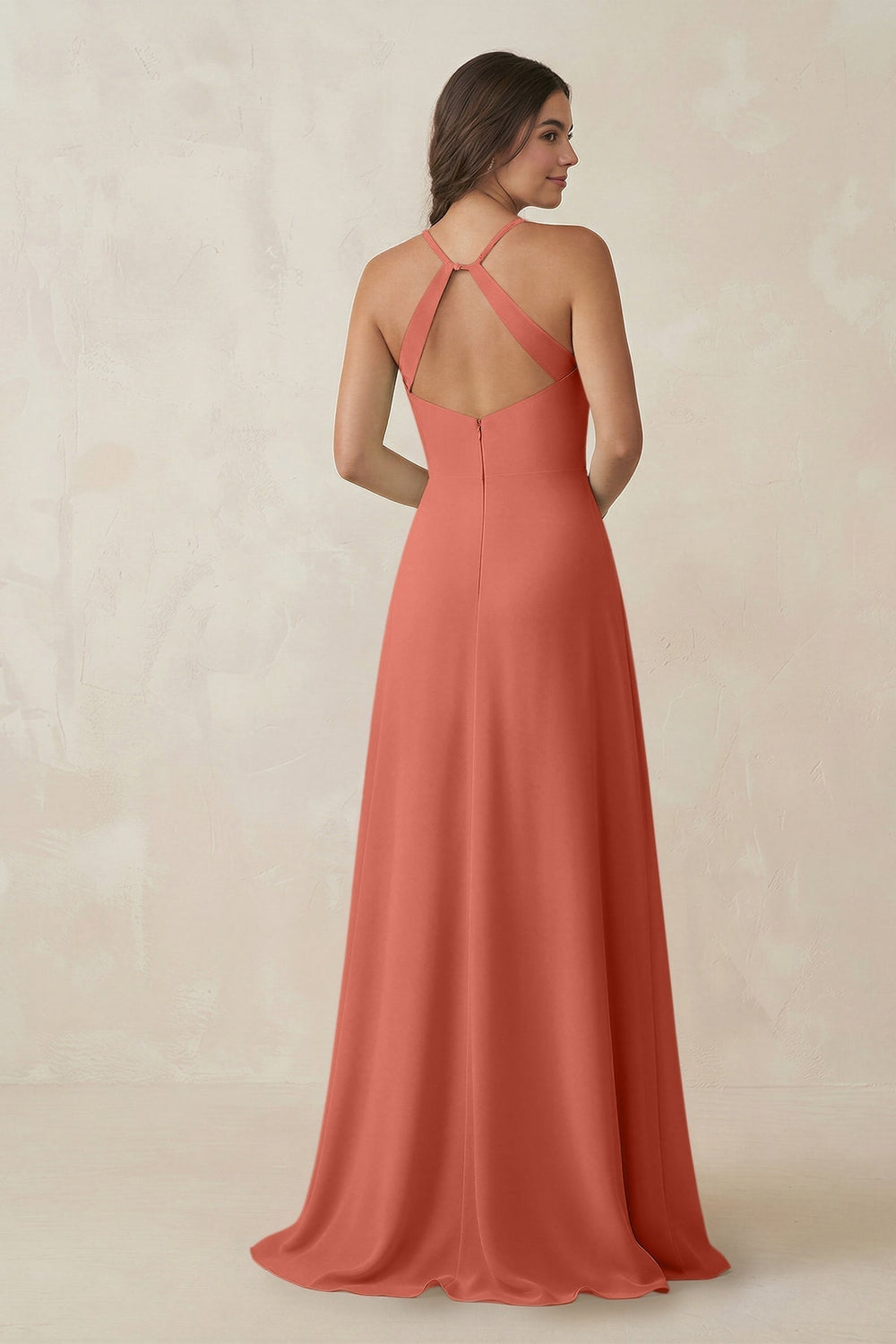 Ruched Sheath Chiffon Bridesmaid Dress in Wild Rose - KissProm BRIDESMAID DRESSES