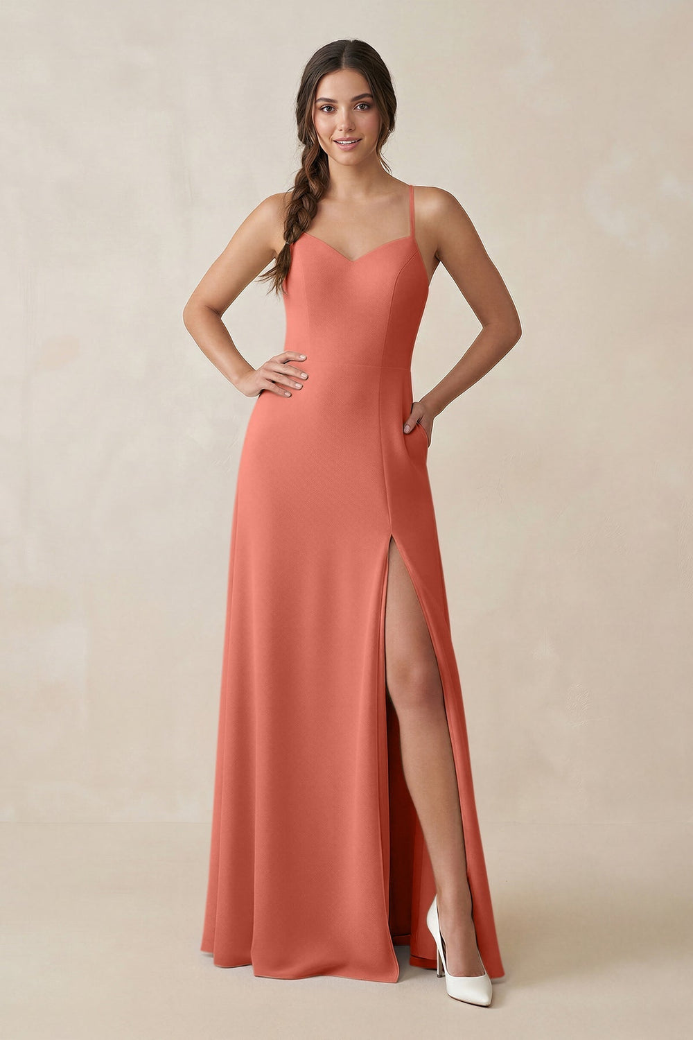 Ruched Sheath Chiffon Bridesmaid Dress in Wild Rose - KissProm BRIDESMAID DRESSES