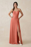 Ruched Sheath Chiffon Bridesmaid Dress in Wild Rose - KissProm BRIDESMAID DRESSES