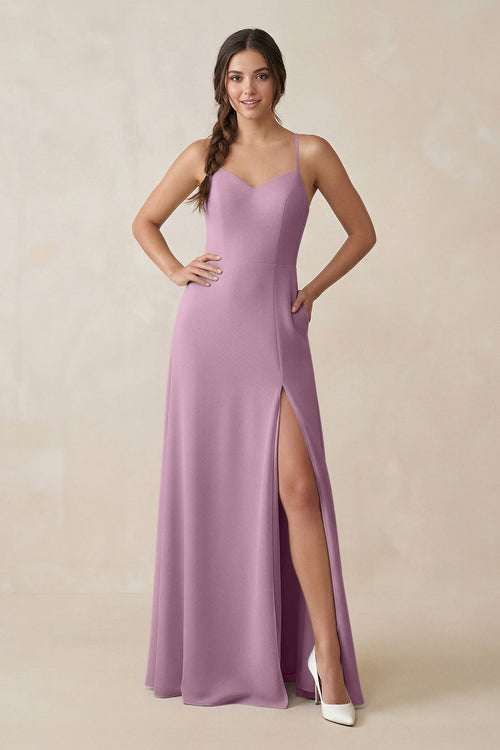 KissProm | Ruched Sheath Chiffon Bridesmaid Dress in Wisteria KissProm | Ruched Sheath Chiffon Bridesmaid Dress in Wisteria