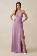 Ruched Sheath Chiffon Bridesmaid Dress in Wisteria - KissProm BRIDESMAID DRESSES
