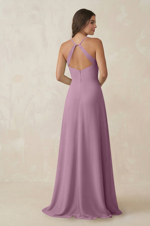 Ruched Sheath Chiffon Bridesmaid Dress in Wisteria - KissProm BRIDESMAID DRESSES