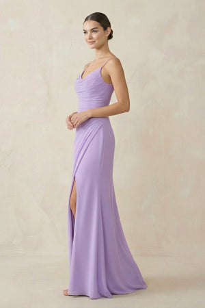 Ruched Sheath Spaghetti Strap Chiffon Bridesmaid Dress - KissProm Bridesmaid Dresses
