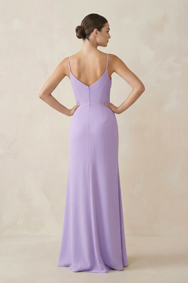 Ruched Sheath Spaghetti Strap Chiffon Bridesmaid Dress - KissProm Bridesmaid Dresses