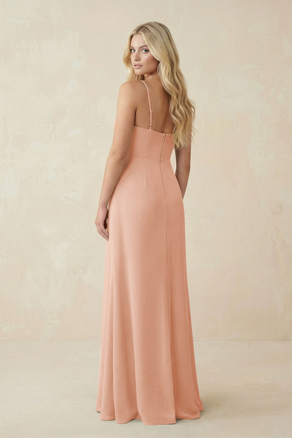 Ruched Sheath Spaghetti Strap Chiffon Bridesmaid Dress in English Rose - KissProm BRIDESMAID DRESSES