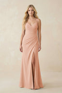 Ruched Sheath Spaghetti Strap Chiffon Bridesmaid Dress in English Rose - KissProm BRIDESMAID DRESSES