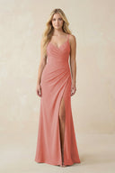 Ruched Sheath Spaghetti Strap Chiffon Bridesmaid Dress in Mulberry - KissProm BRIDESMAID DRESSES