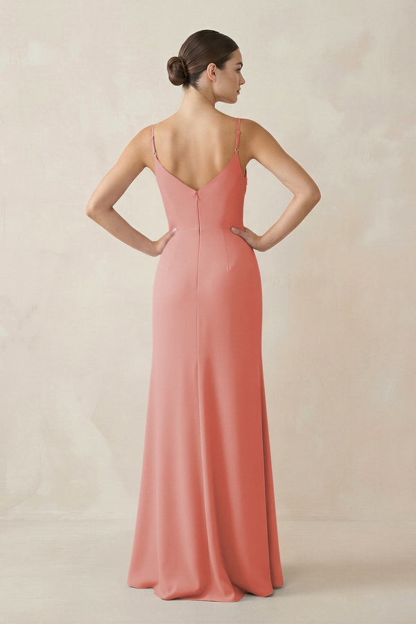 Ruched Sheath Spaghetti Strap Chiffon Bridesmaid Dress in Mulberry - KissProm Bridesmaid Dresses