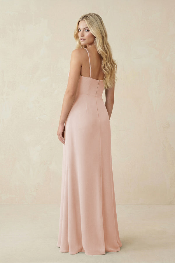 Ruched Sheath Spaghetti Strap Chiffon Bridesmaid Dress in Pale Blush - KissProm BRIDESMAID DRESSES