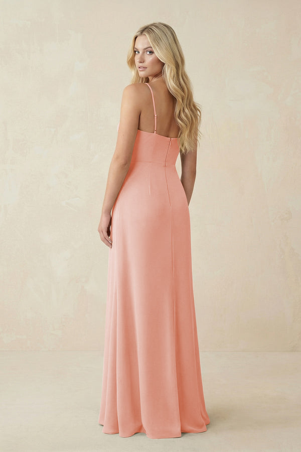 Ruched Sheath Spaghetti Strap Chiffon Bridesmaid Dress in Rose Petal - KissProm BRIDESMAID DRESSES