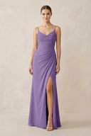 Ruched Sheath Spaghetti Strap Chiffon Bridesmaid Dress in Tahiti - KissProm Bridesmaid Dresses