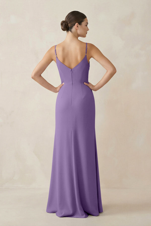 Ruched Sheath Spaghetti Strap Chiffon Bridesmaid Dress in Tahiti - KissProm Bridesmaid Dresses