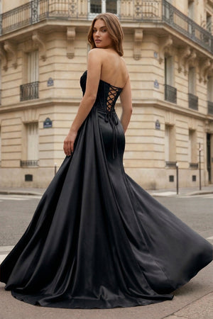Mermaid Scoop Neck Orange Slit Long Prom Dress